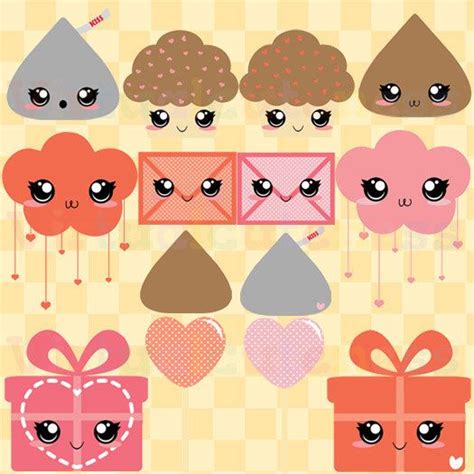 Kawaii Valentines Day Clipart Valentines Clip Art Kisses Chibi