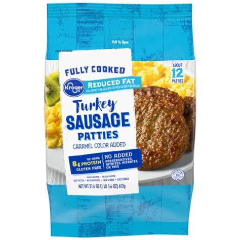 Kroger Fully Cooked Reduced Fat Turkey Sausage Patties 21 6 Oz