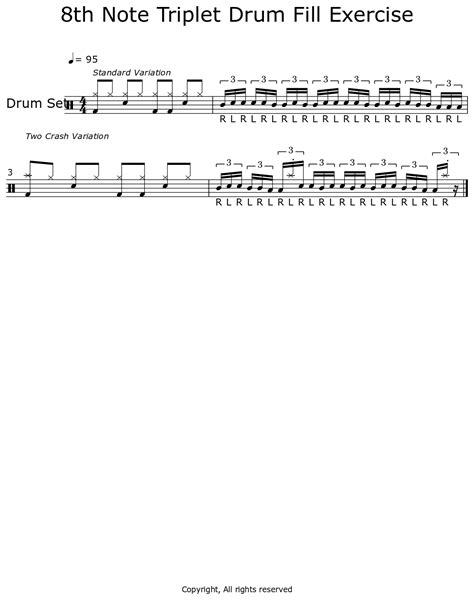 8th Note Triplet Drum Fill Exercise Sheet Music For Drum Set