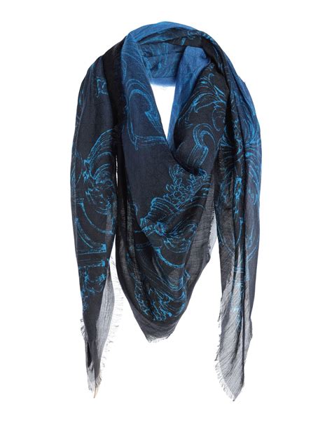 Versace Wool Square Scarf In Blue For Men Lyst