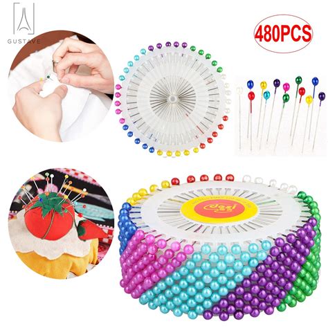 Gustave 480pcs Multicolor Straight Pins With Pearlized Round Ball Head