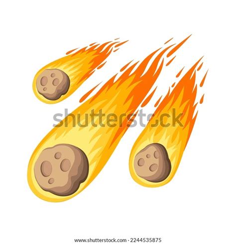 Space Meteors Comets Asteroids Fire Trails Stock Vector Royalty Free