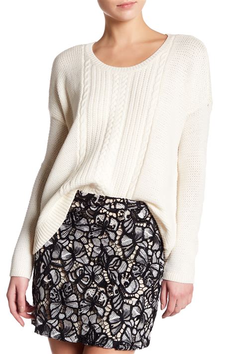 Alice Olivia Boxy Wool Cable Knit Sweater Nordstrom Rack