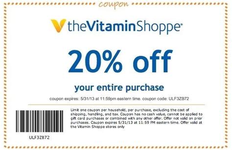 Vitamin Shoppe Coupons Vitamin Shoppe 20 Off Printable Coupon For