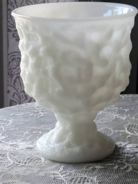 Vintage E O Brody White Milk Glass Bumpy Crinkled Footed Etsy