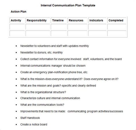 5 Internal Communication Plan Template 4 Fee Word Pdf Documents