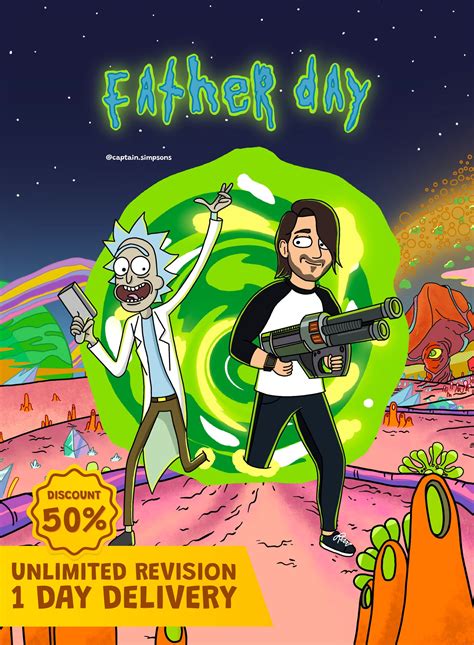 Fathers Day gift Personalized rick and morty Portrait | Etsy