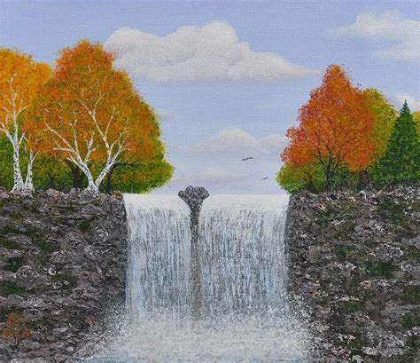 Autumn Waterfall Painting By Georgeta Blanaru Fine Art America