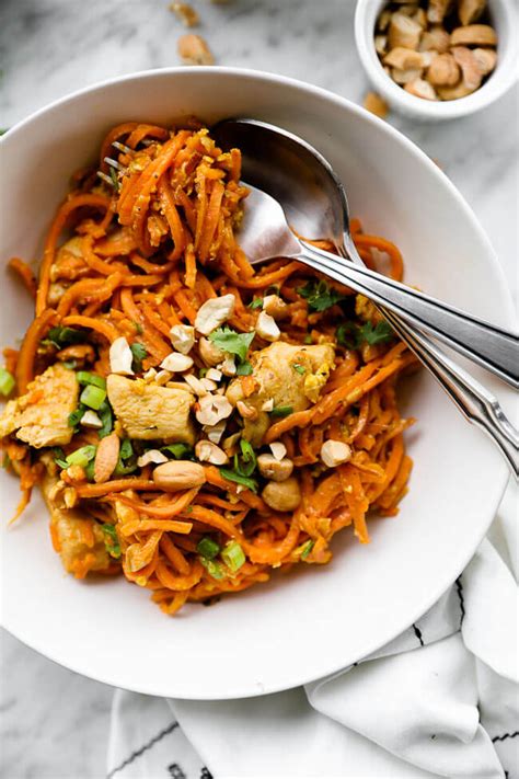You will need some special ingredients to get started but once you have added them to your pantry this makes a great weeknight meal. Healthy Sweet Potato Chicken Pad Thai Recipe (Paleo, Whole30 + Easy) | Recipe in 2020 | Stuffed ...