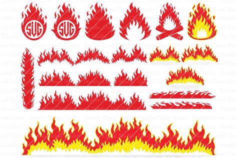 Fire Svg Flames Svg Flame Monogram Flame Clipart