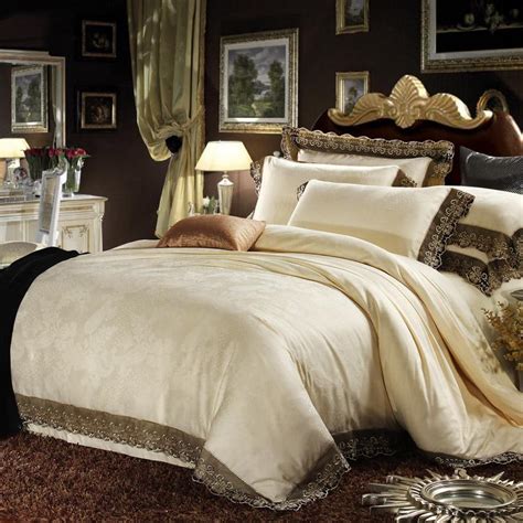 Tailored 1000tc duvet/doona/quilt cover set doubl/queen/king/super king size bed. Cream Colored Luxury Jacquard Silk Cotton Lace Bedding ...