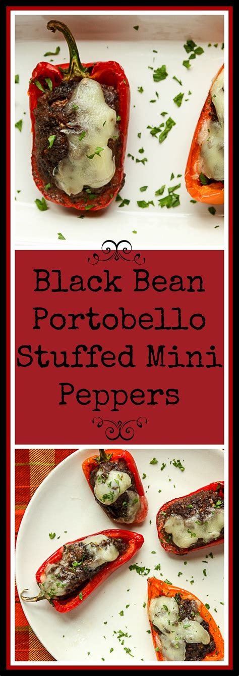 Mini Bell Peppers Stuffed With Black Beans And Portobello Mushrooms