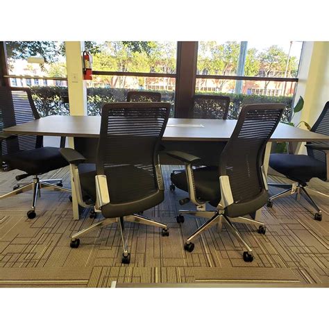 Conference tables for your conference room by chennai chairs. Used 8' Boat Shaped Conference Table with Chairs - Vision ...