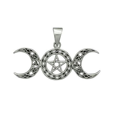 Beldiamo 5 G 925 Sterling Silver Triple Moon Symbol Pentagram Etsy Canada