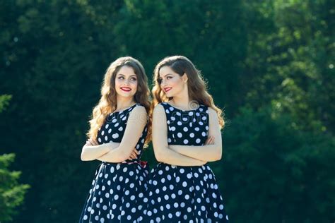 Two Beautiful Smiling Girl Sisters Stock Photo Image Of Adult