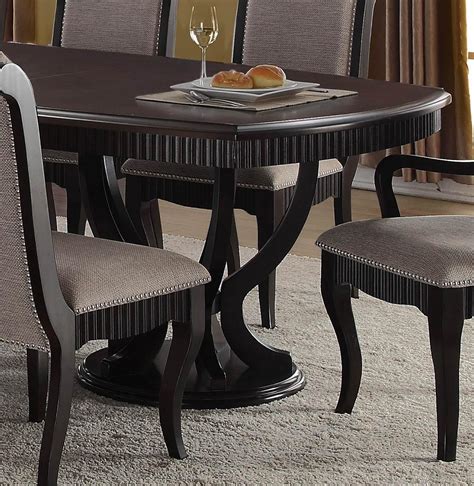 And it can often be more complicated than it looks: Formal Black Finish Grey Fabric Dining Table Set 7Pcs ...