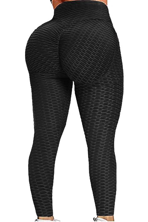 fittoo women booty yoga pants high waisted honeycomb ruched lift textured tummy control scrunch