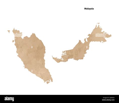 Old Vintage Paper Textured Map Of Malaysia Country Vector
