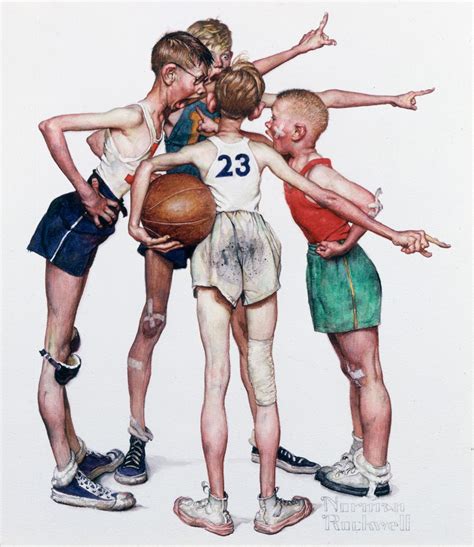 Four Sporting Boys Basketball Norman Rockwell The