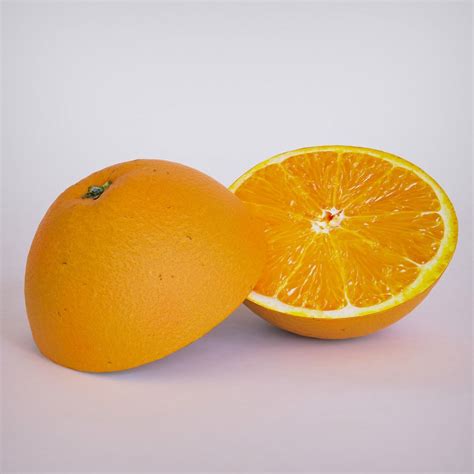3d Model Orange Half Slice Vr Ar Low Poly Obj Fbx Stl Blend Abc