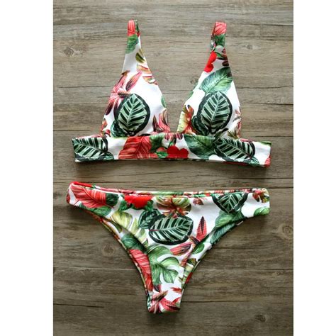 Sexy 2018 Bikinis Women Swimsuit Leaf Print Swimwear Female Brazilian