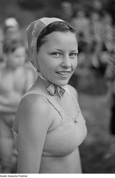 Young Girl In A Knitted 1950s Bikini We Heart Vintage