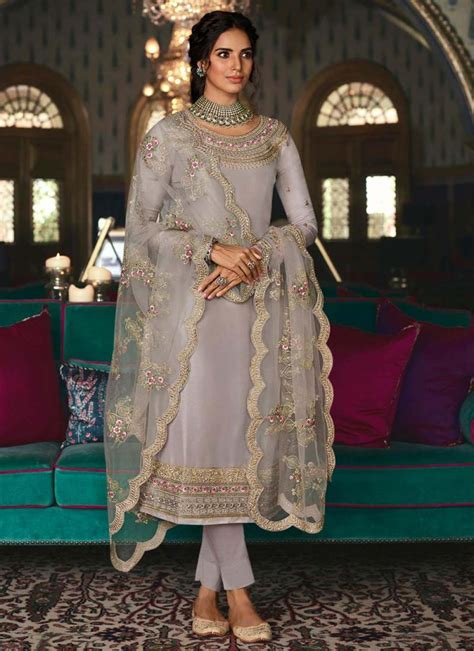 Buy Pant Style Pakistani Salwar Kameez For Ceremonial Online
