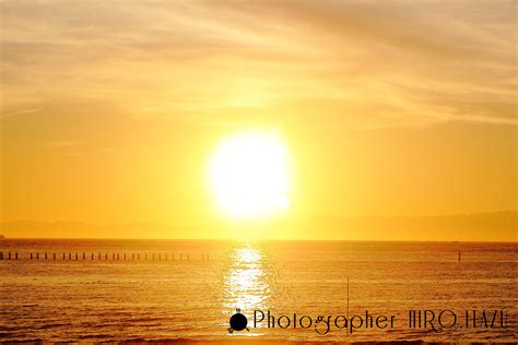 Golden sunset and the sea／金色の夕日と海 | 夕焼け, 海, 写真