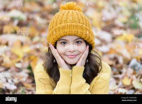 Warm Woolen Accessory Girl Long Hair Happy Face Autumn Nature