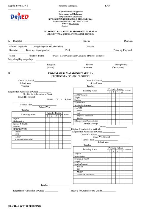 Doc Deped Form 137 E With Logo And Lrn Pdfslidenet