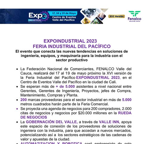 Boletin De Prensa Mayo Expoindustrial Pdf Docdroid