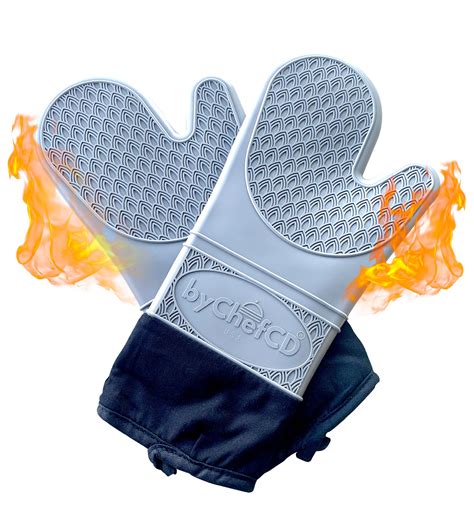 Long Professional Silicone Oven Mitts Heat Resistant Gloves Bychefcd