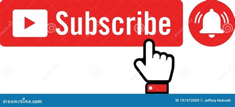 Red Subscribe Button With Notification Bell And Hand Isolated Vector