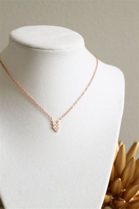 Rose Gold Triple Triangle Necklace By Pinkofperfect On Etsy Other Accessories Accesories