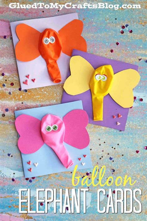 Balloon Elephant Card Kid Craft Preschool Crafts