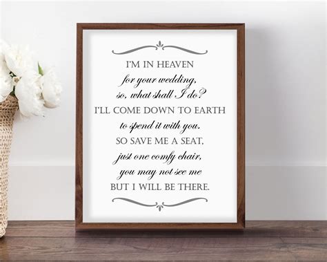 Im In Heaven For Your Wedding Wedding Memorial Poem Etsy Australia