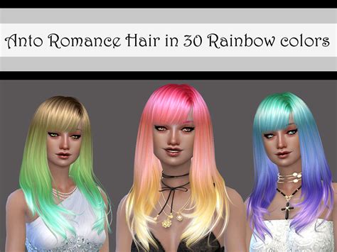 The Sims Resource Anto Romance Hair Rainbow Recolor Mesh Needed