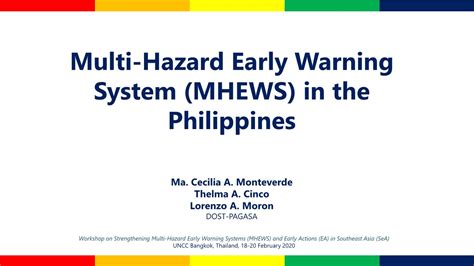 Multi Hazard Early Warning System Mhews In The Philippines Docslib