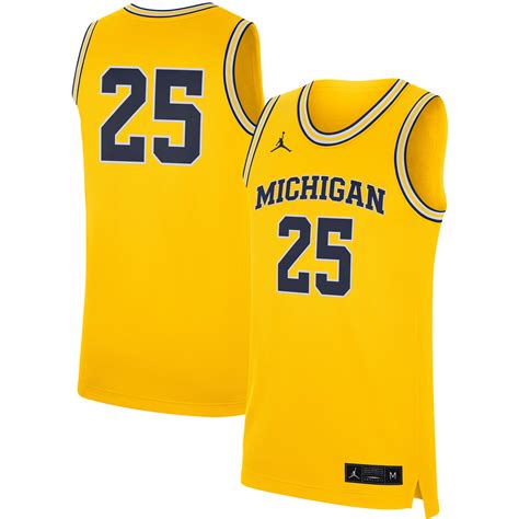 Mens Jordan Brand 25 Maize Michigan Wolverines Replica Basketball Jersey