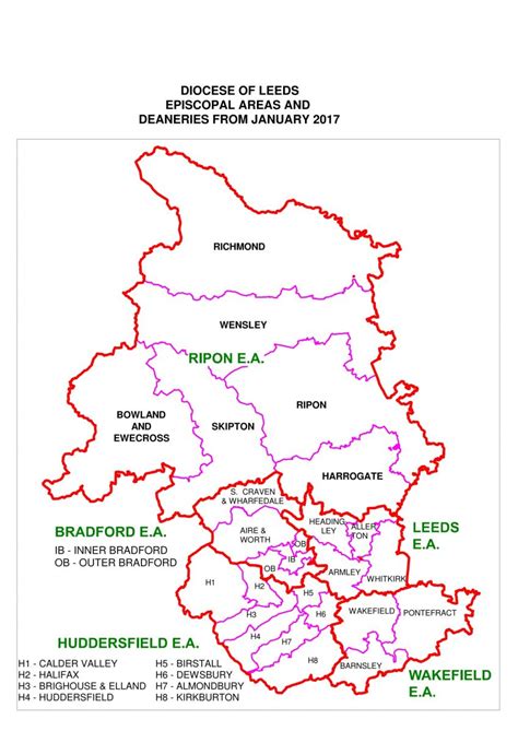 Maps Of The Diocese And The Five Areas Diocese Of Leeds