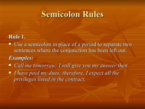 Semicolon Rules