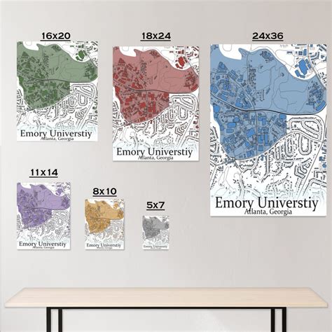 Colored Campus Map Of Emory University And All Its Roads Etsy Singapore