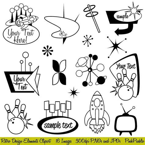 Retro Clipart Clip Art Mod Or Vintage Clipart Clip Art Etsy Retro