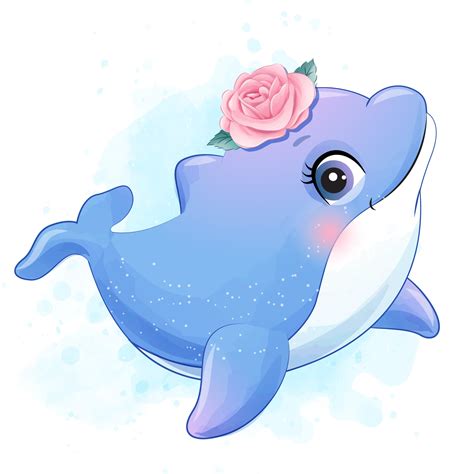 Buy Cute Dolphin Clipart With Watercolor Illustration Online In India