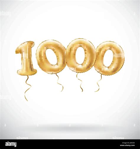 Vector Golden Number 1000 One Thousand Metallic Balloon Party Stock