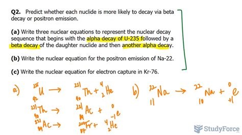 Writing Nuclear Equations For Beta Decay Positron Emission And