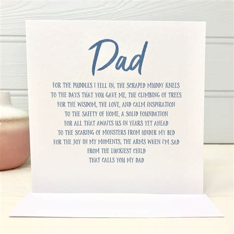 Special Dad Poem Card Fathers Day Card Shmuncki Etsy Dad Birthday Card Dad Cards Happy