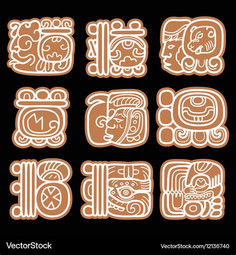 Mayan Glyphs Writing System And Languge Design Vector Image