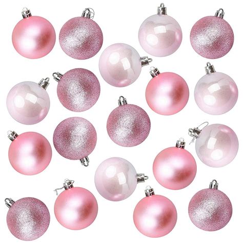 36 Pack Christmas Tree Ornaments Pink Shatterproof Medium Christmas