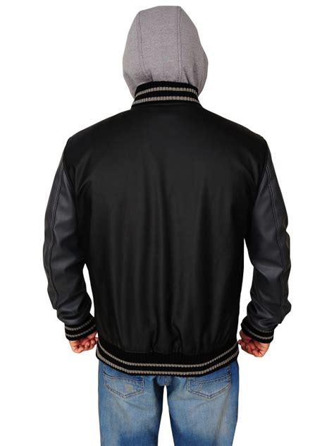 Varsity Black And Grey Hoodie Leather Jacket Men Jackets Mauvetree